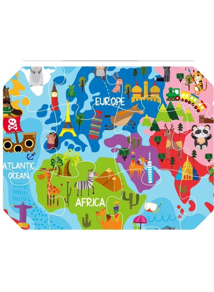 Tooky Toy Co World Map Puzzle – Wooden Educational Puzzle - Image 2